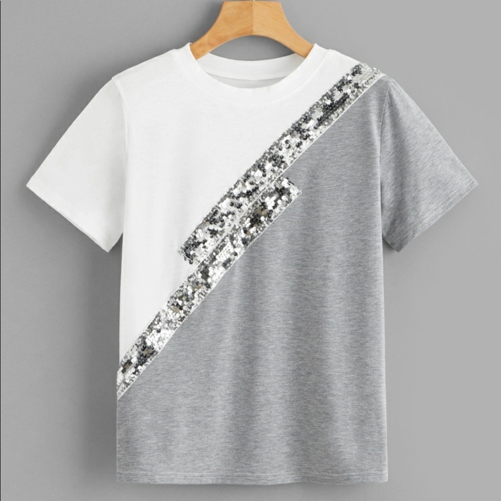 Color-Block Sequin Panel Tee - Picture 6 of 6